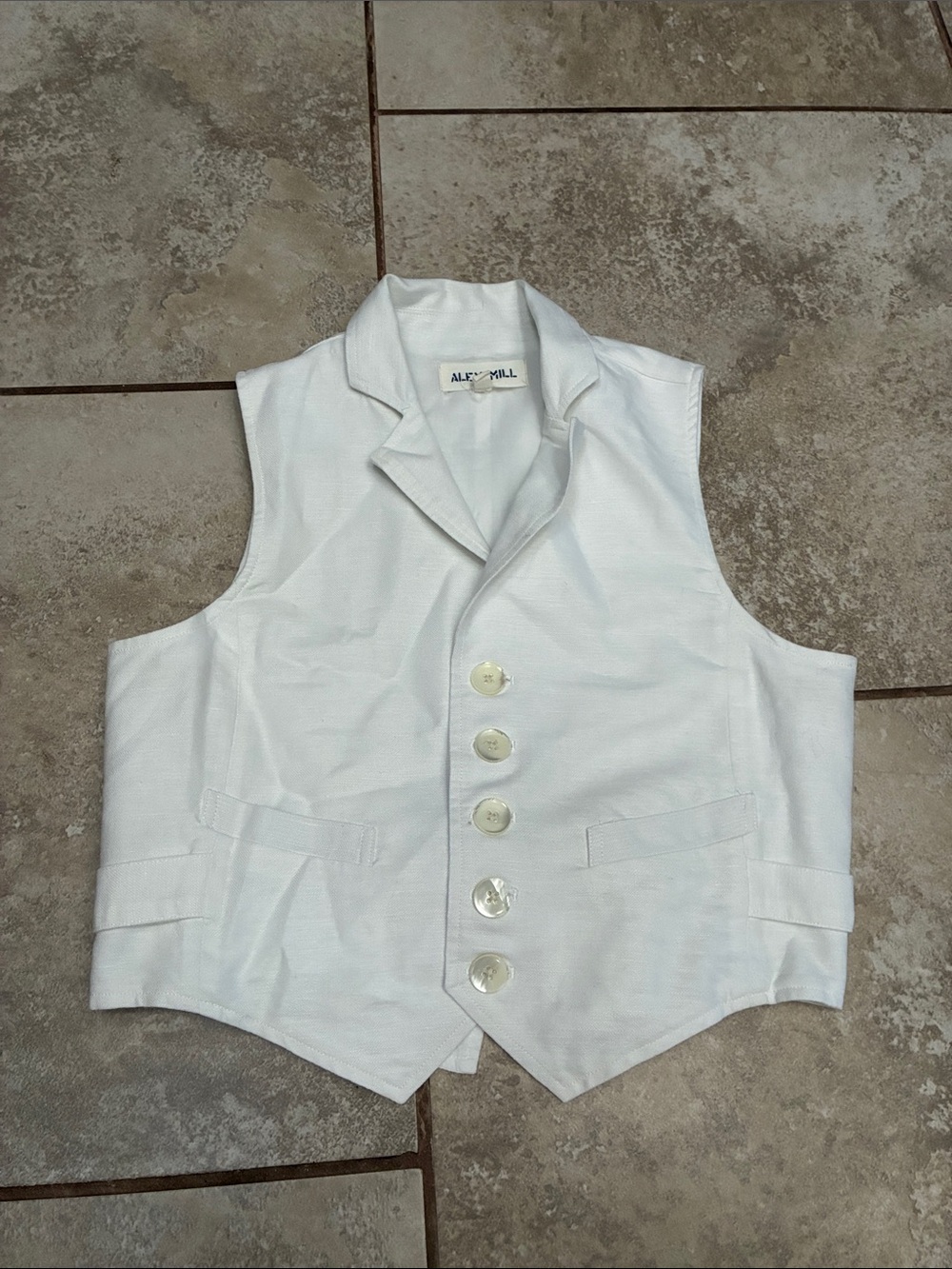 Alex Mill White Tailored Vest with Notch Lapel